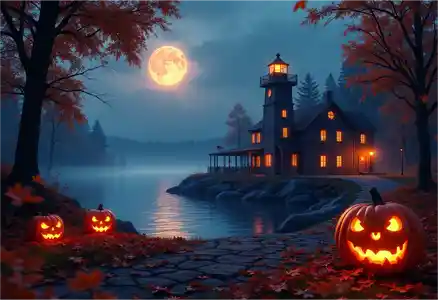 Paisaje de lagos y bosques de Michigan