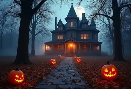 Paisaje de bosque brumoso para una escapada de Halloween